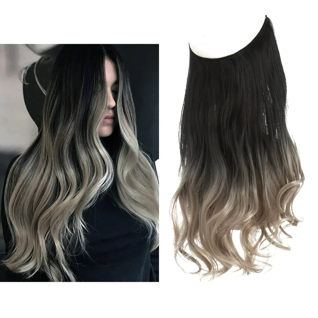 "Echthaar Extensions in natürlichen Braun- und Blondtönen, 35-45cm, bieten luxuriösen, authentischen Stil für Frauen."