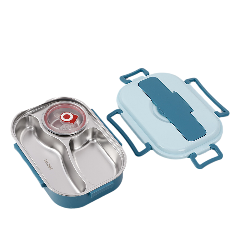 Roestvrijstalen thermos lunchbox met 3-4 compartimenten, veelzijdig, stijlvolle kleuren, houdt maaltijden vers en warm.