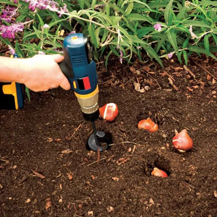Ergonomische tuinboor voor gemakkelijk planten en bollen zetten zonder veel inspanning in de tuin.