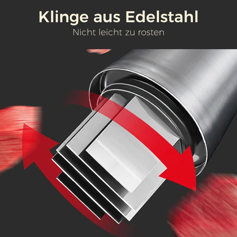 Efficiënte roestvrijstalen knoflookhakker, glanzend oppervlak, ideale keukenhelper voor het snel hakken van ingrediënten.