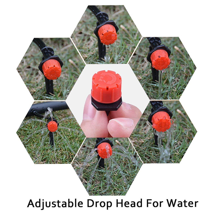 "Effizientes automatisches Bewässerungssystem mit feinen Düsen, spart Wasser und kühlt Garten und Terrasse um bis zu 5°C."