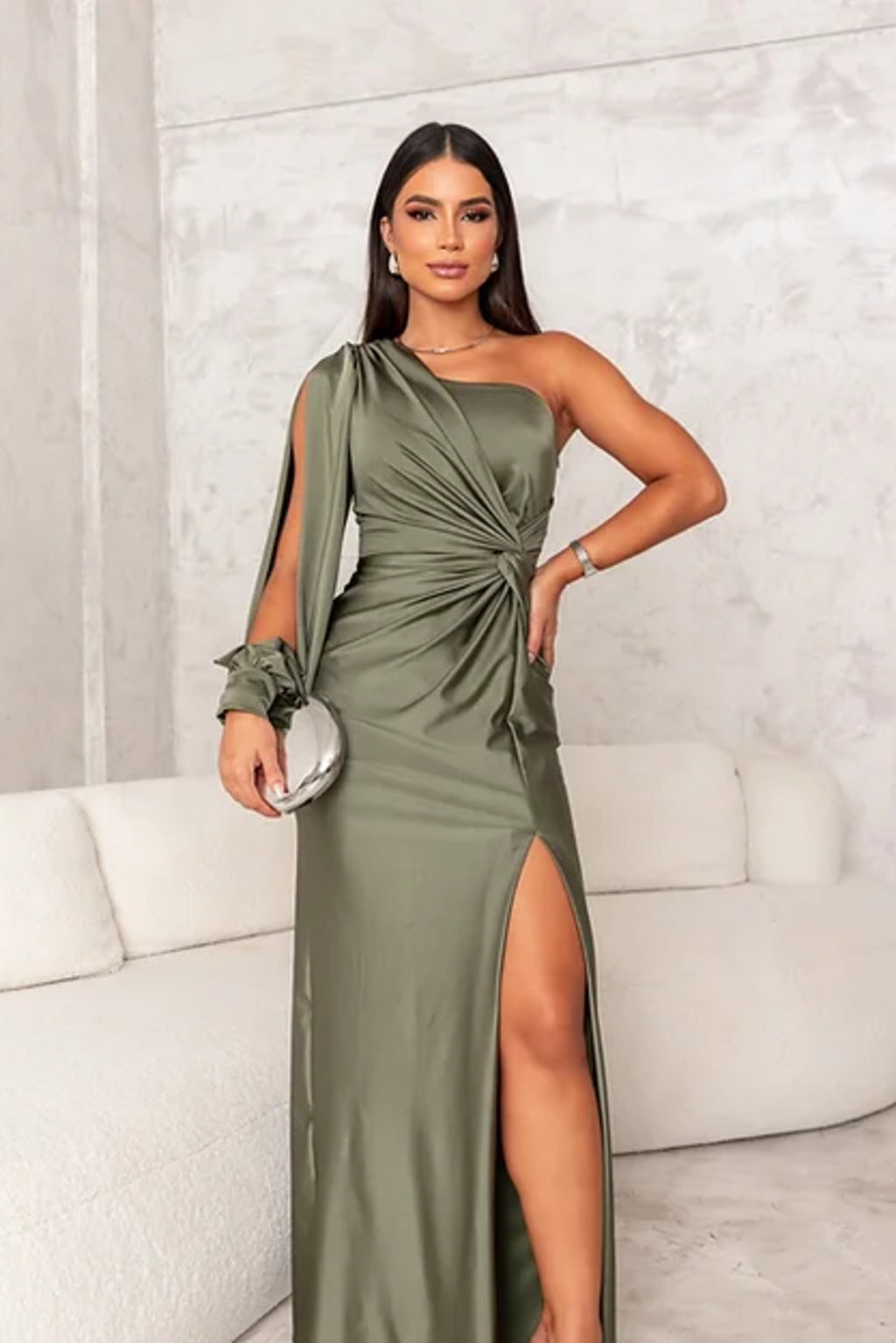Dames avondjurk met één schouder, asymmetrisch met vloeiende pasvorm, elegant, ideaal voor gala's en bruiloften, verkrijgbaar in vele kleuren.