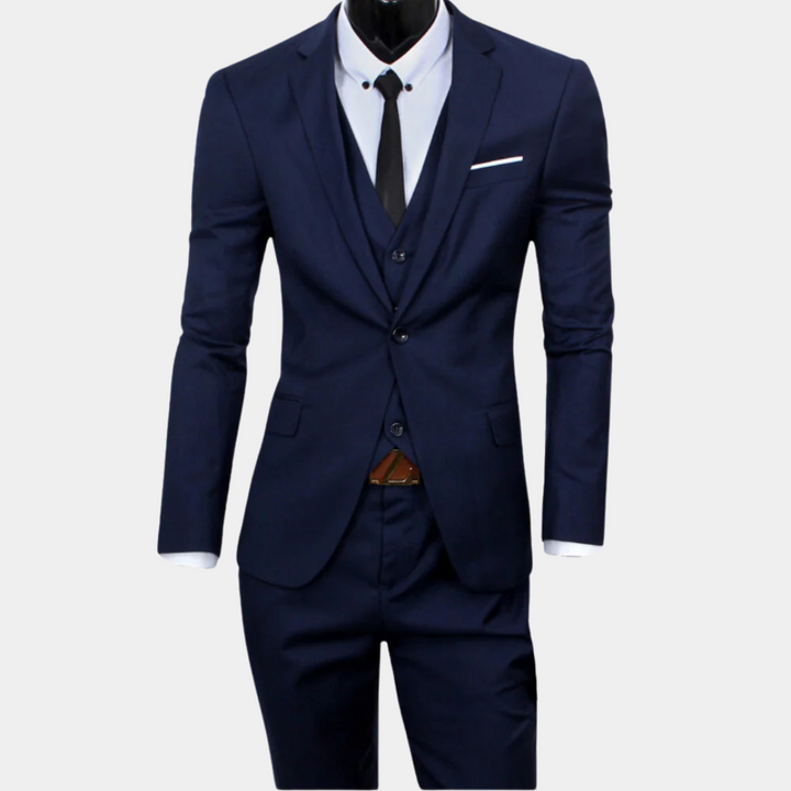 Stijlvol slim fit herenpak van Hoymans, 3-delig met colbert, ideaal voor comfort en een moderne look.