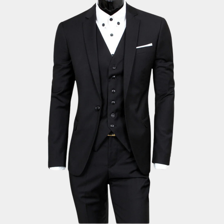 Katoenen slim fit herenpak van Hoymans, ideaal als bruiloftspak of zakelijk kostuum, combineert stijl met comfort.
