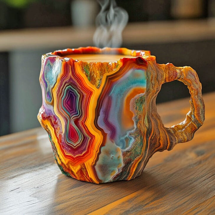 Handgemaakte CrystalMug met edelsteen details, een duurzame en unieke toevoeging aan je keuken.