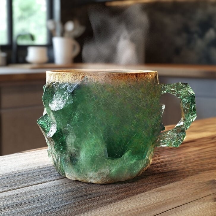 Duurzame CrystalMug met edelsteen, vaatwasser- en magnetronbestendig voor zorgeloos genot.