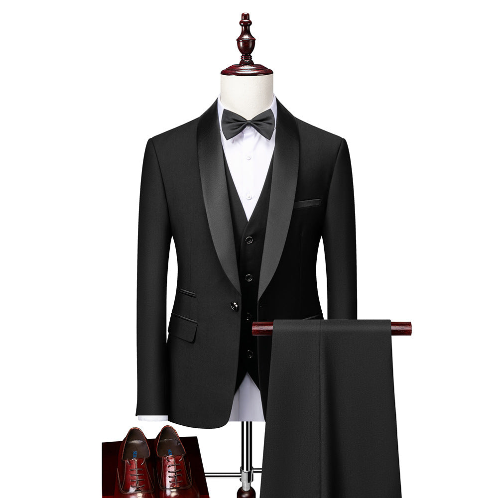 Stijlvol heren slim fit 3-delig pak in modern design. Ideaal voor formele en zakelijke gelegenheden.