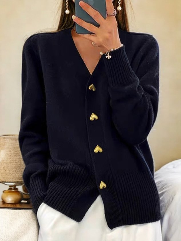 Dames vest met V-hals, elegante preppy stijl, warm voor herfst en winter, gemaakt van wolmix.