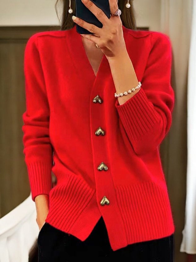 Warme en zachte dames cardigan, V-hals, perfect voor herfst- en wintermode, comfortabele pasvorm.