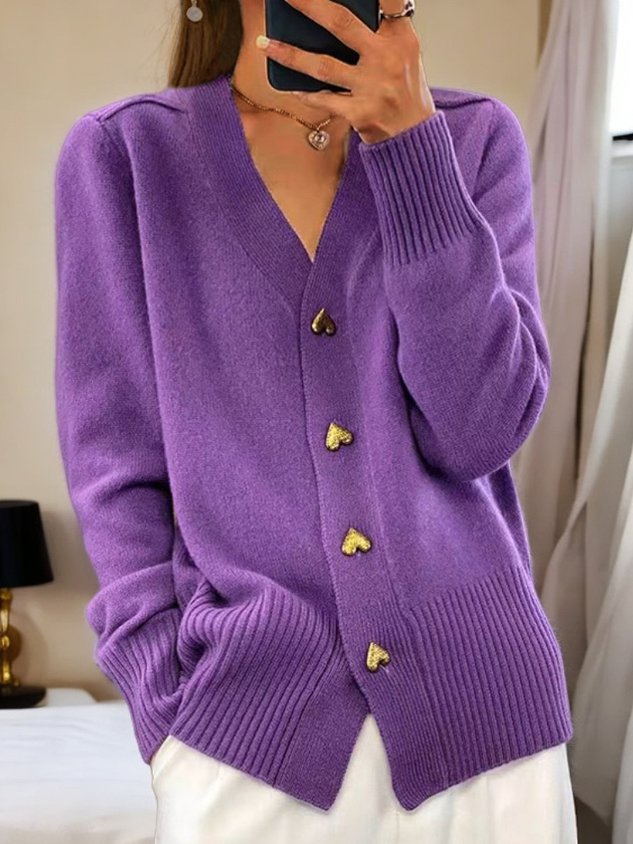 V-hals gebreid damesvest, elegant en praktisch, voor een verfijnde alledaagse look, duurzame wolmix.