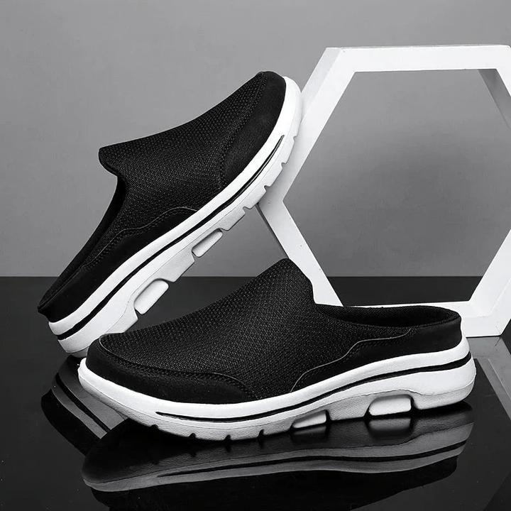Elegante, ademende heren pantoffels in blauw, bruin, rood en zwart met ergonomisch ontwerp en antislipzool.