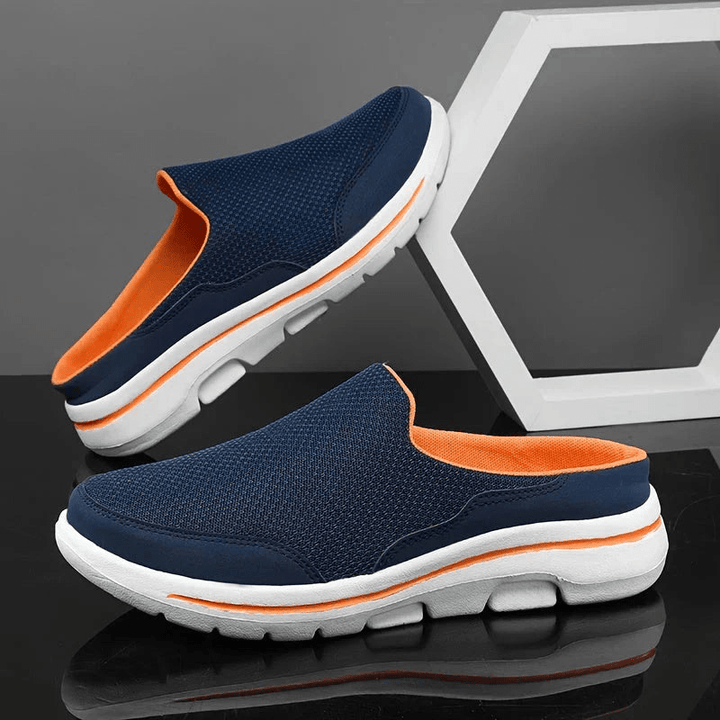 Elegante, ademende heren pantoffels in blauw, bruin, rood en zwart met ergonomisch ontwerp en antislipzool.