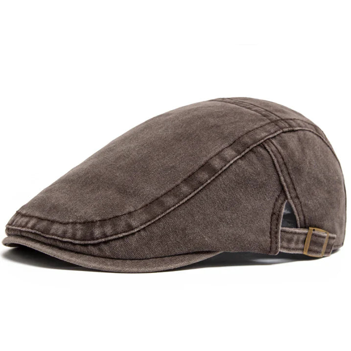 Elegante beige flat cap, unisex, plat, verstelbaar, veelzijdig, voor dames en heren.