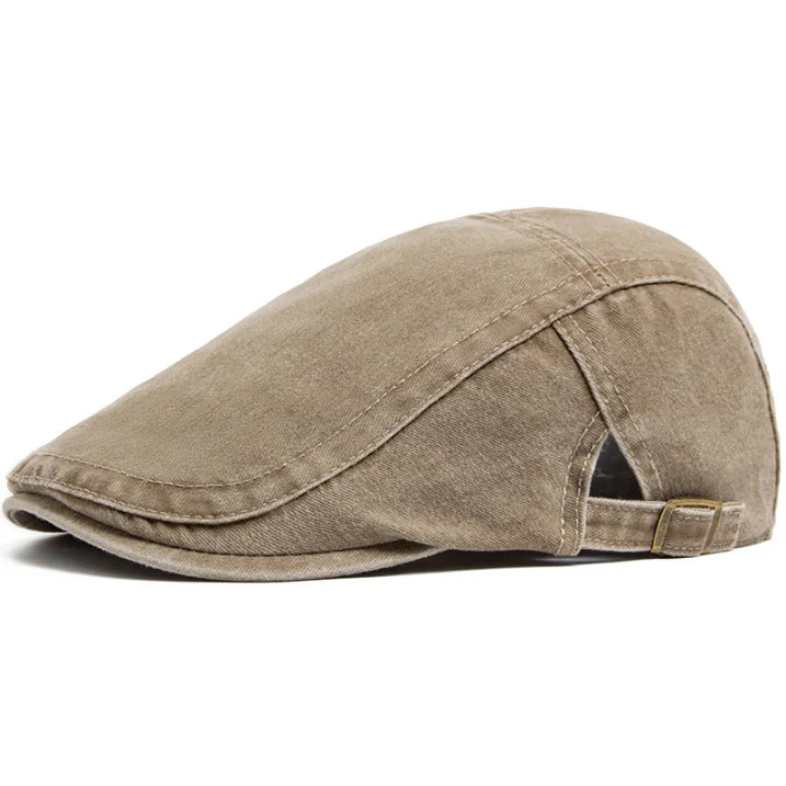 Elegante beige flat cap, unisex, plat, verstelbaar, veelzijdig, voor dames en heren.