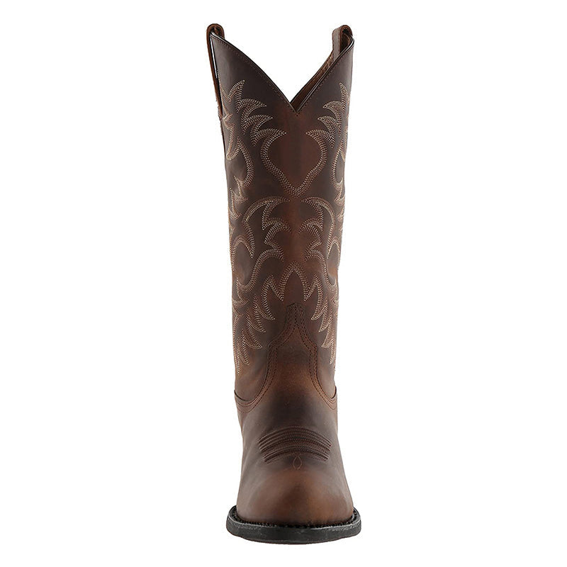 Stijlvolle heren cowboylaarzen van kwaliteitsleer met puntige neus en opvallende stiksels, perfect voor diverse gelegenheden.