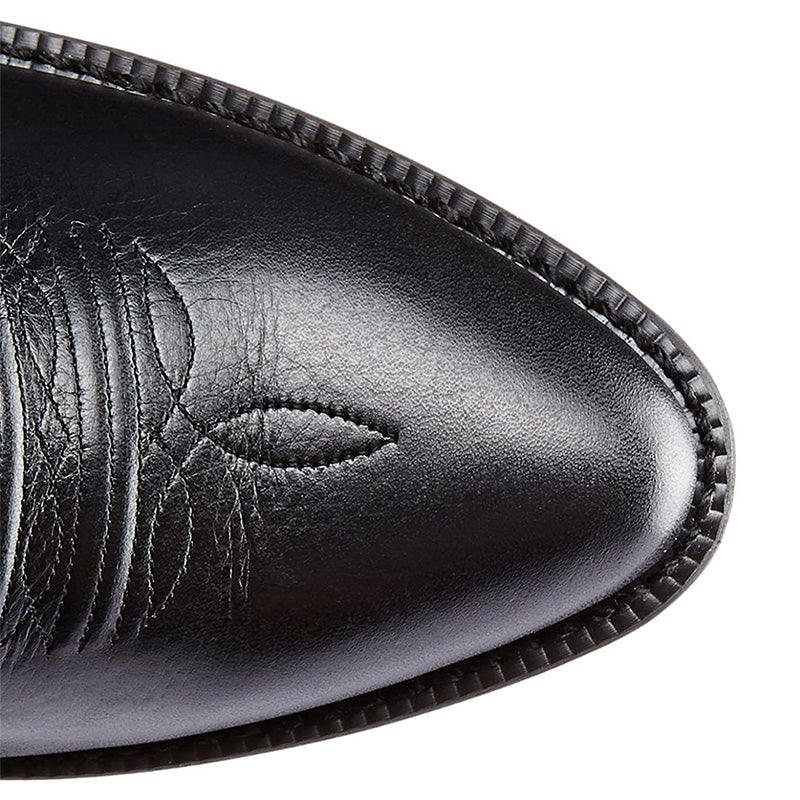 Stijlvolle heren cowboylaarzen van kwaliteitsleer met puntige neus en opvallende stiksels, perfect voor diverse gelegenheden.