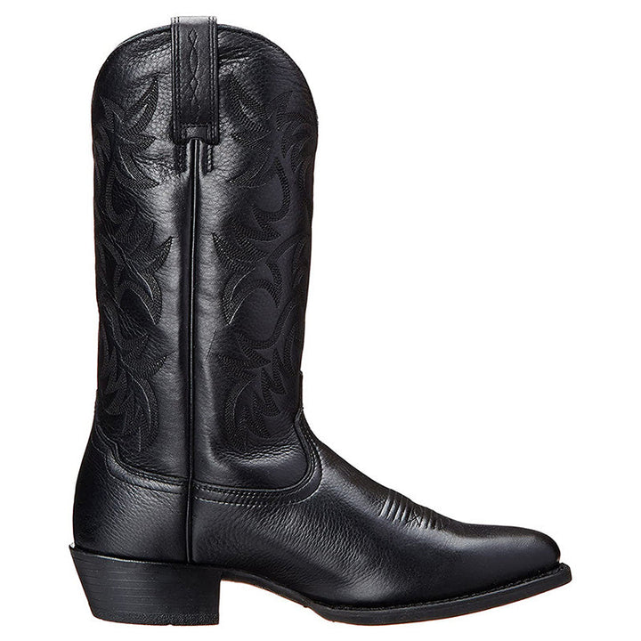 Stijlvolle heren cowboylaarzen van kwaliteitsleer met puntige neus en opvallende stiksels, perfect voor diverse gelegenheden.