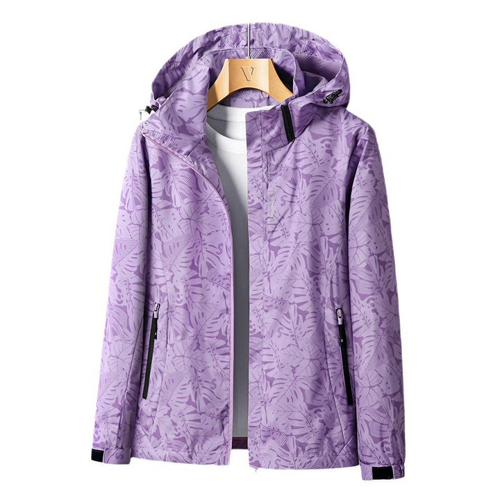Elegante dames capuchonjas, waterdicht, winddicht, modern ontwerp, ideaal voor regenachtig weer, stijlvolle buitenkleding.