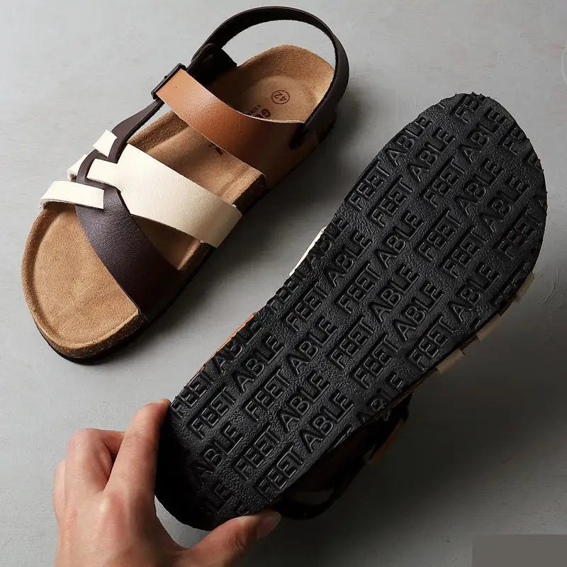 Dames leren open teen sandalen, ideaal voor zomerse dagen.