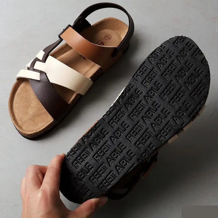 Dames leren open teen sandalen, ideaal voor zomerse dagen.