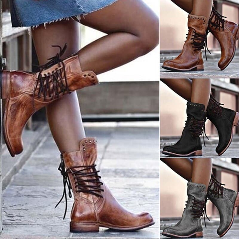 Elegante dames leren laarzen, tijdloos design, hoge schacht, bruin leer, isolerende voering, ideaal voor koude dagen.