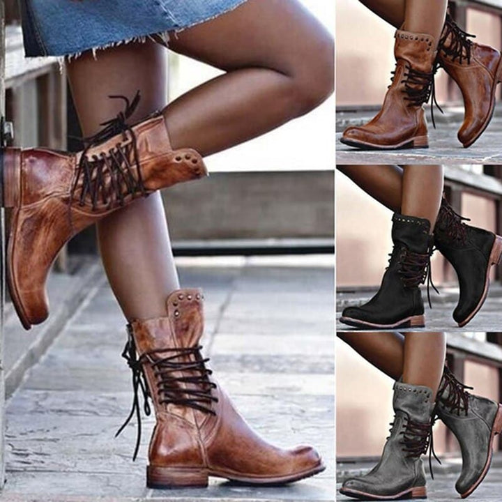 Elegante dames leren laarzen, tijdloos design, hoge schacht, bruin leer, isolerende voering, ideaal voor koude dagen.