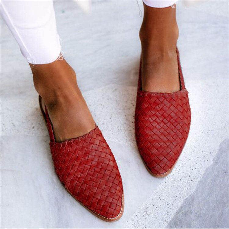Elegante dames sandalen, gesloten teen, geweven patroon, slingback, stijlvol en comfortabel in discrete geweven look