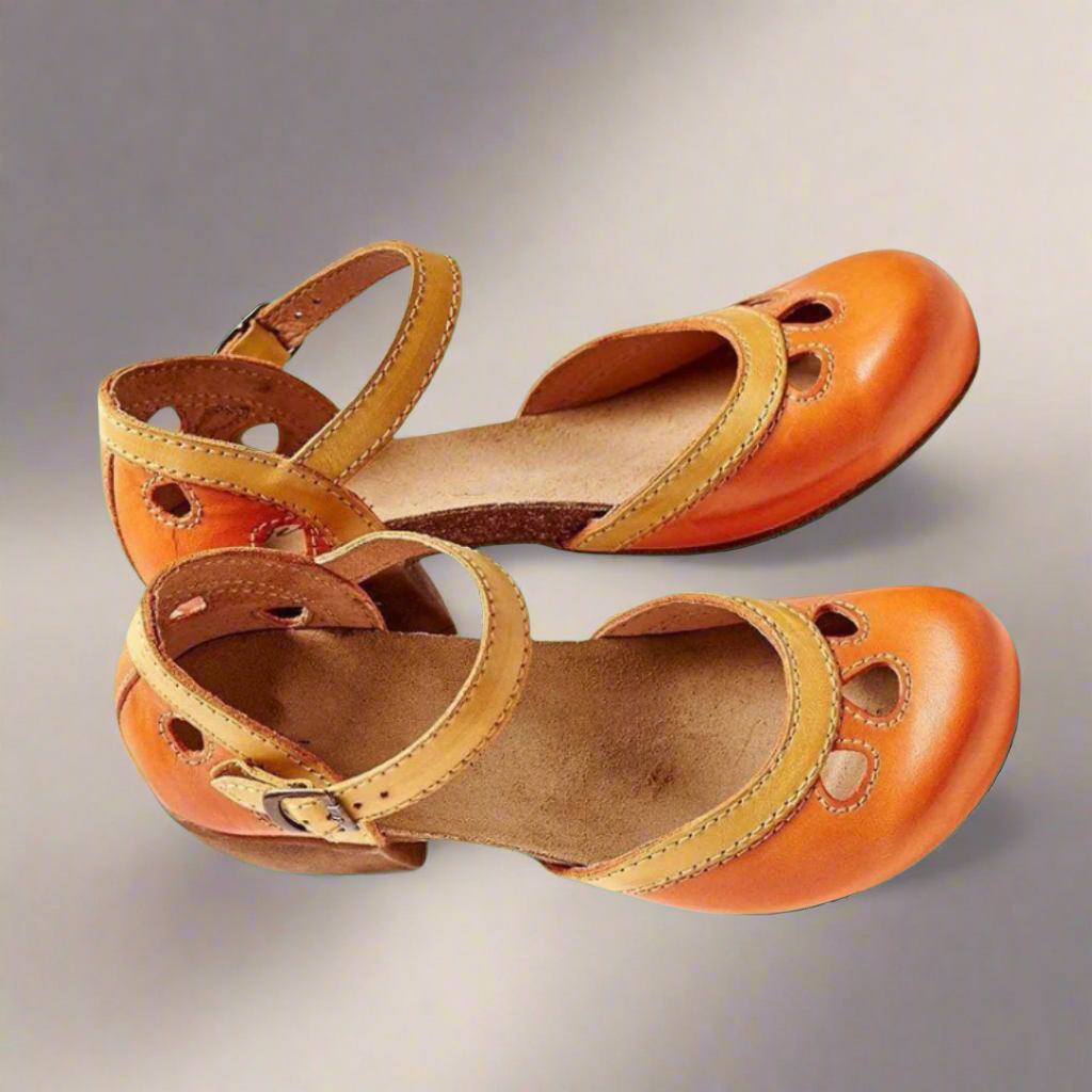 Elegante dames sandalen met blokhak, gevoerd voetbed, in blauw, geel, groen, roze, rood. Perfect voor zomeroutfits.