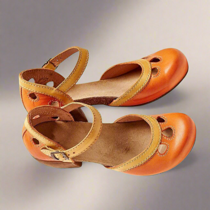 Elegante dames sandalen met blokhak, gevoerd voetbed, in blauw, geel, groen, roze, rood. Perfect voor zomeroutfits.