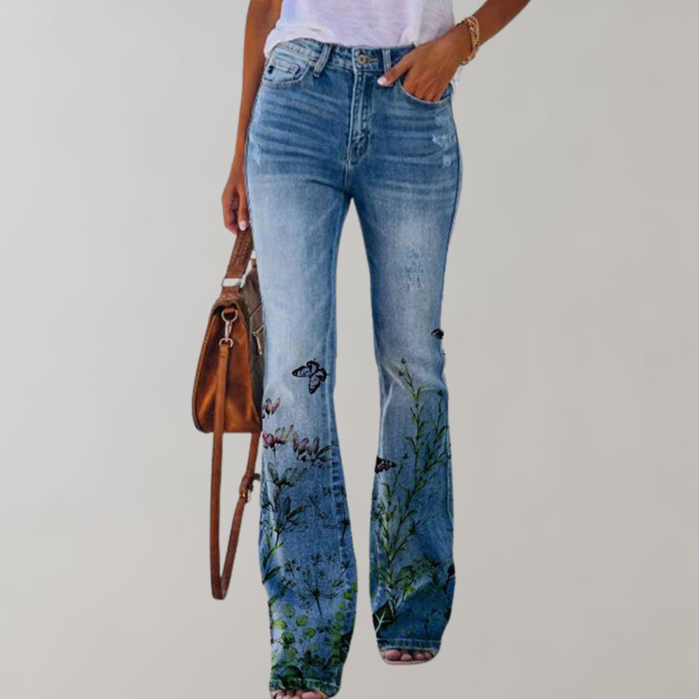 Elegante dames flare broek, moderne uitlopende pasvorm, hoogwaardige materialen, ideaal voor formele en casual outfits.