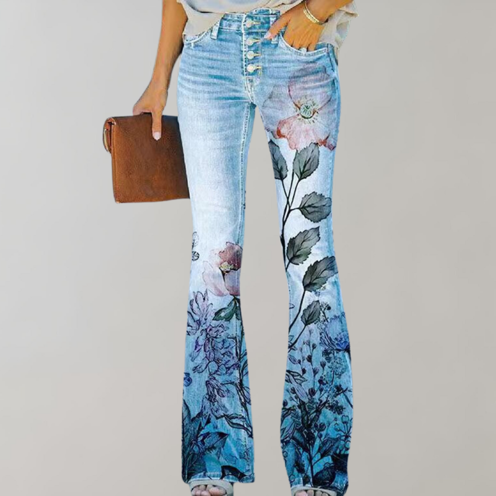 Elegante dames flare broek, moderne uitlopende pasvorm, hoogwaardige materialen, ideaal voor formele en casual outfits.