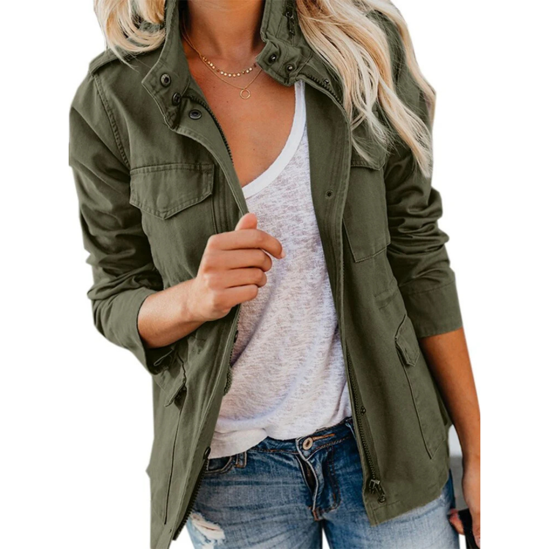 Stijlvolle damesjas met ritssluiting, modern ontwerp, elegant en veelzijdig, past perfect bij elke outfit.