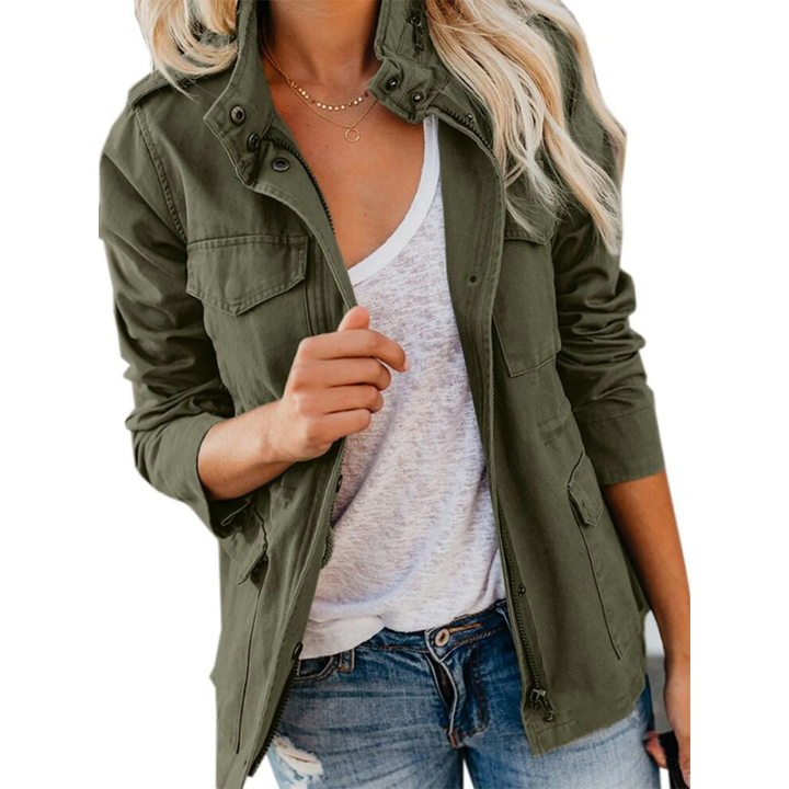 Stijlvolle damesjas met ritssluiting, modern ontwerp, elegant en veelzijdig, past perfect bij elke outfit.