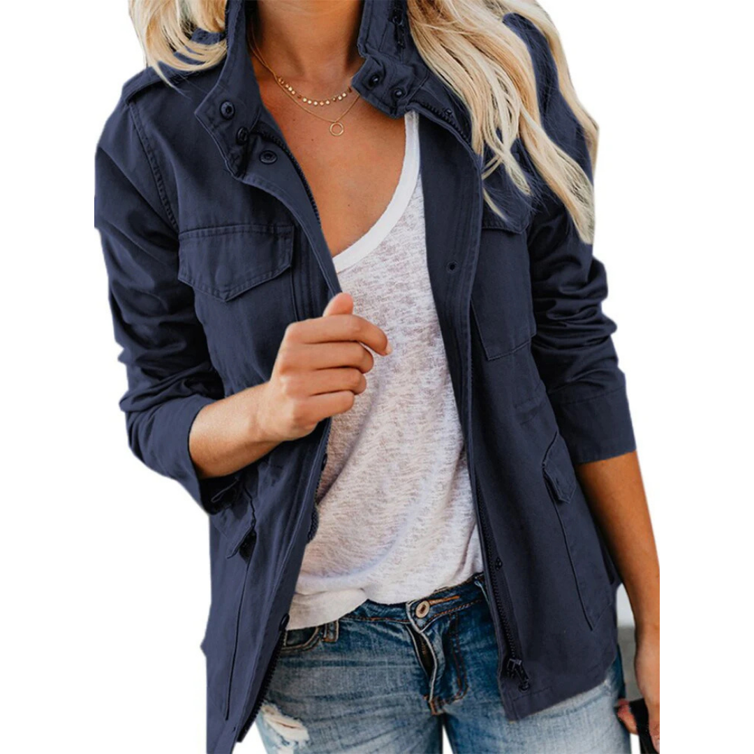 Stijlvolle damesjas met ritssluiting, modern ontwerp, elegant en veelzijdig, past perfect bij elke outfit.