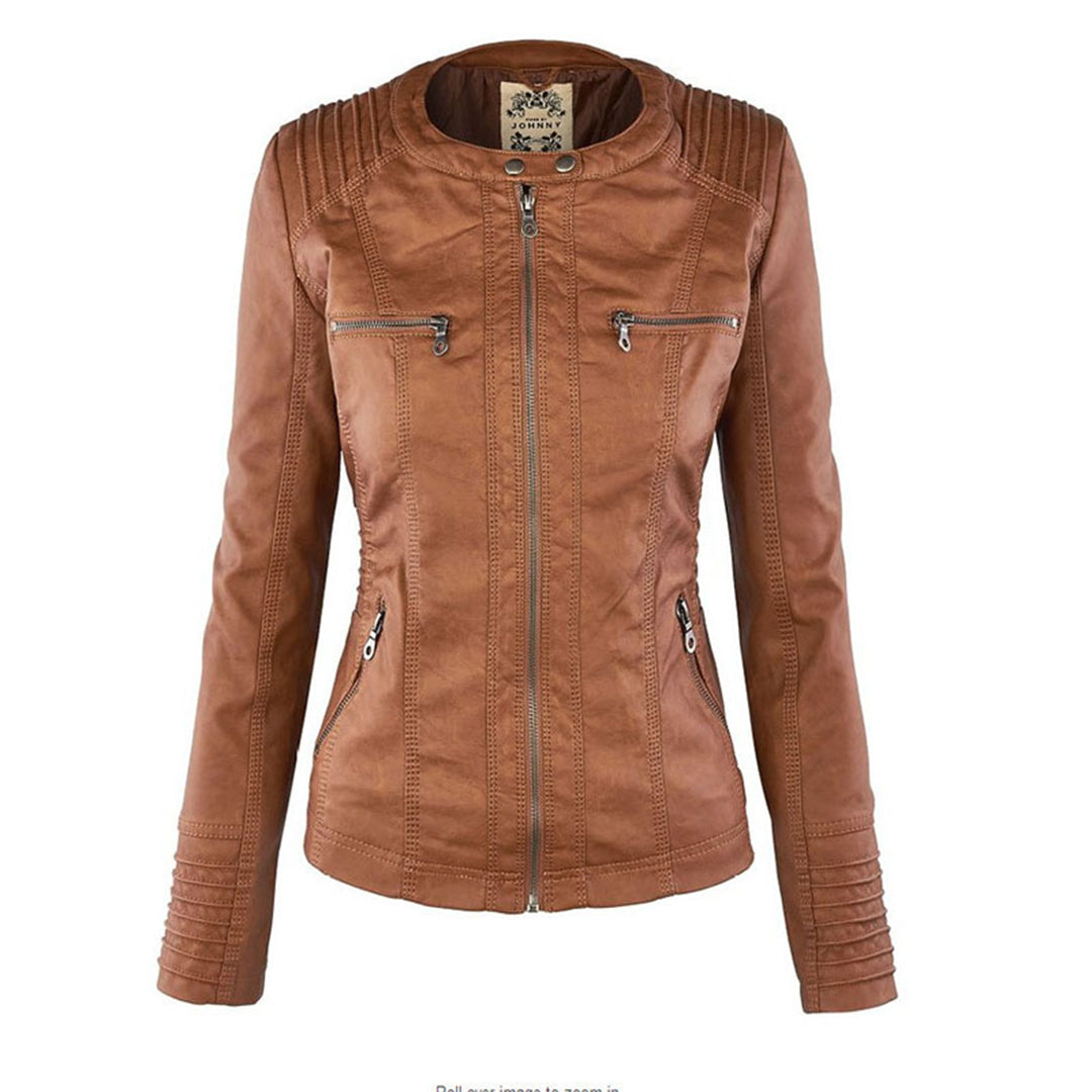 Elegante zwarte dames leren jas, weerbestendig, met capuchon, stijlvolle bescherming tegen regen, hoogwaardige afwerking