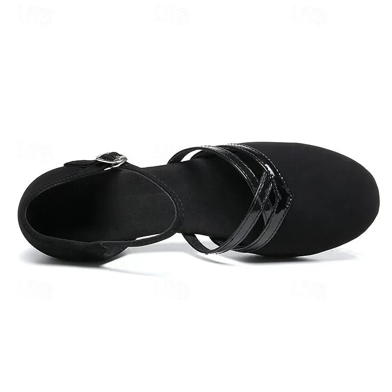 Elegante leren damesschoenen voor moderne dans, met een glinsterend design, optimale bewegingsvrijheid, robuust en stijlvol.