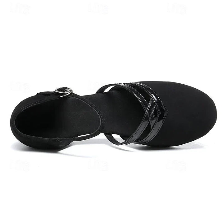 Elegante leren damesschoenen voor moderne dans, met een glinsterend design, optimale bewegingsvrijheid, robuust en stijlvol.