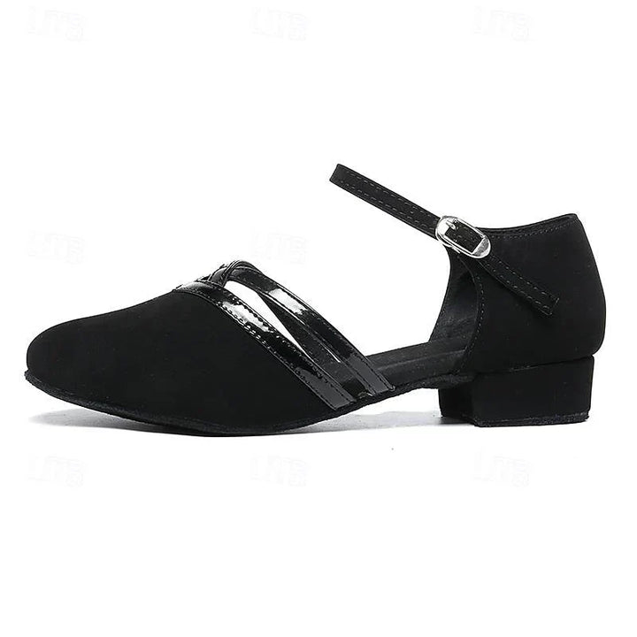 Elegante leren damesschoenen voor moderne dans, met een glinsterend design, optimale bewegingsvrijheid, robuust en stijlvol.