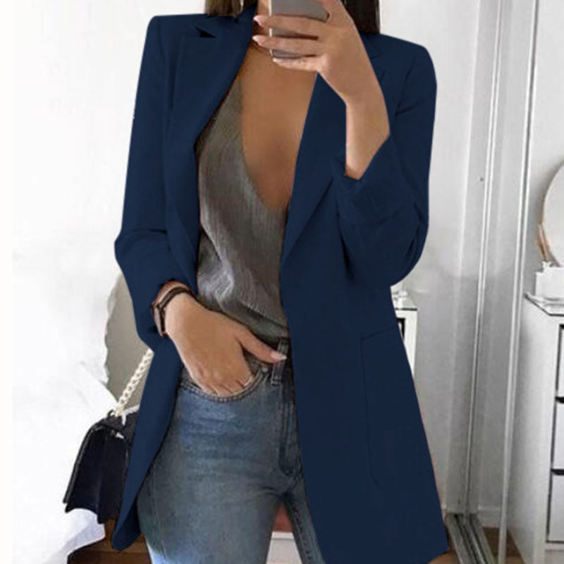 Trendy open dames blazer met lange mouwen, perfect voor een casual look. Comfortabel en stijlvol.