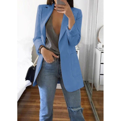 Dames blazer met lange mouwen en effen patroon, chique en comfortabel voor moderne vrouwenkleding.