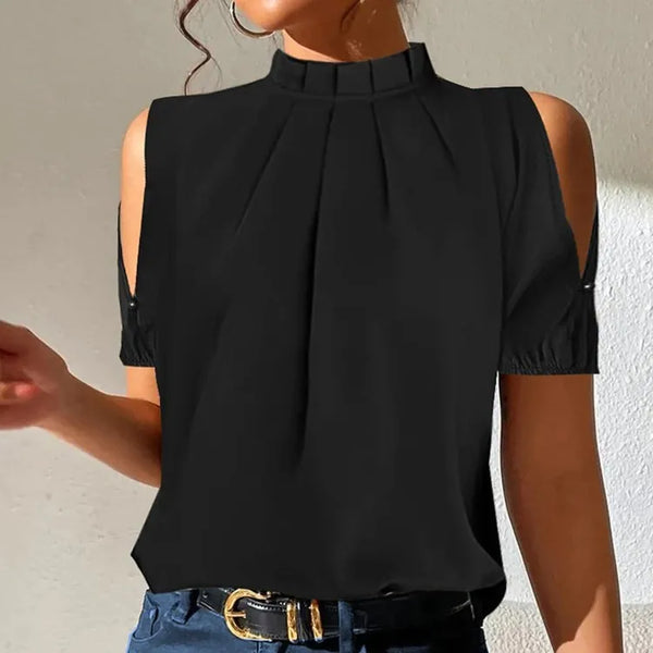 Elegante dames blouse, veelzijdig te dragen als mouwloze top of met korte mouwen, perfect voor stijlvolle looks.