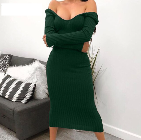 Stijlvolle bodycon jurk voor dames, benadrukt figuur. Elegante gebreide stretchstof.