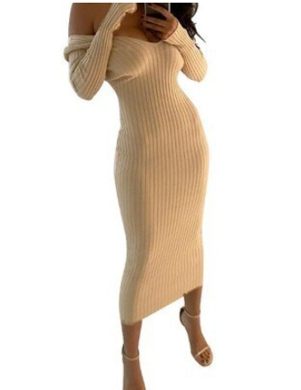 Veelzijdige damesjurk: elegante gebreide bodycon, ideaal als casual jurk of feestjurk.