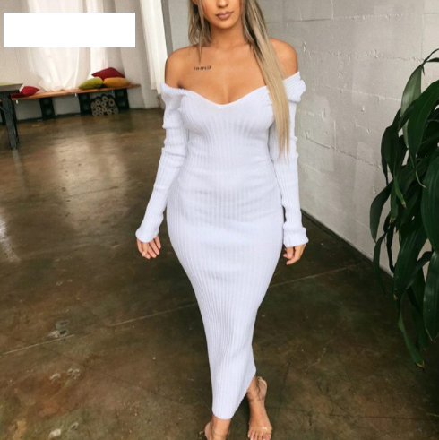 Dames elegante bodycon jurk in gebreide stretchstof. Een veelzijdige en stijlvolle keuze.
