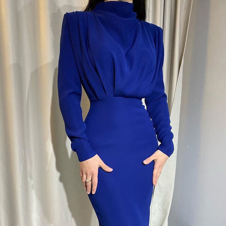 Warme herfst/winter bodycon maxi jurk voor dames, met lange mouwen, perfect voor een stijlvolle look.