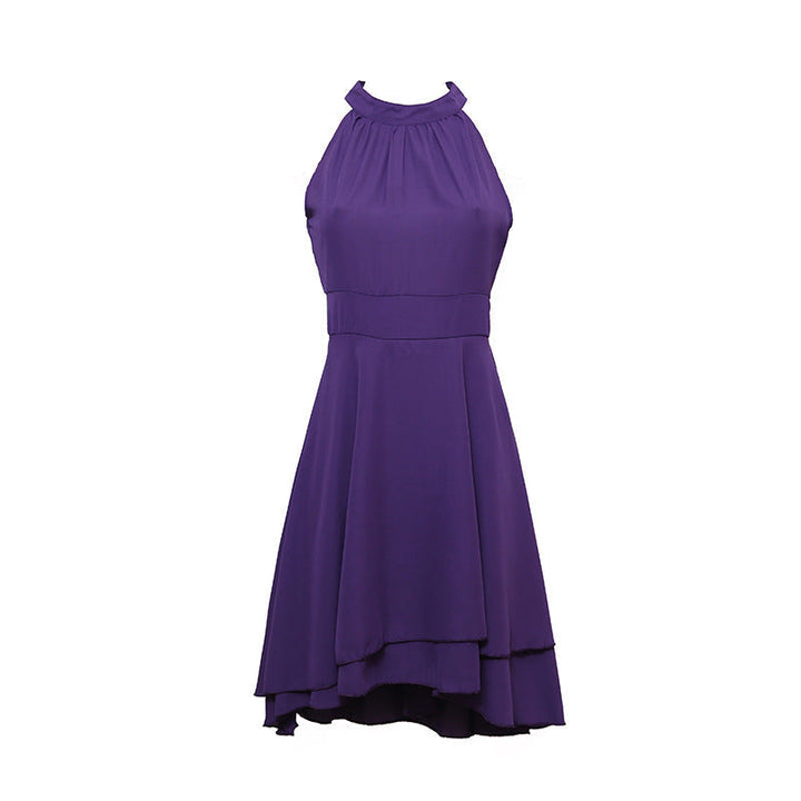 Modieuze damesjurk: elegante halter midi van chiffon. Ideaal als zomerjurk of feestjurk met hoge taille.