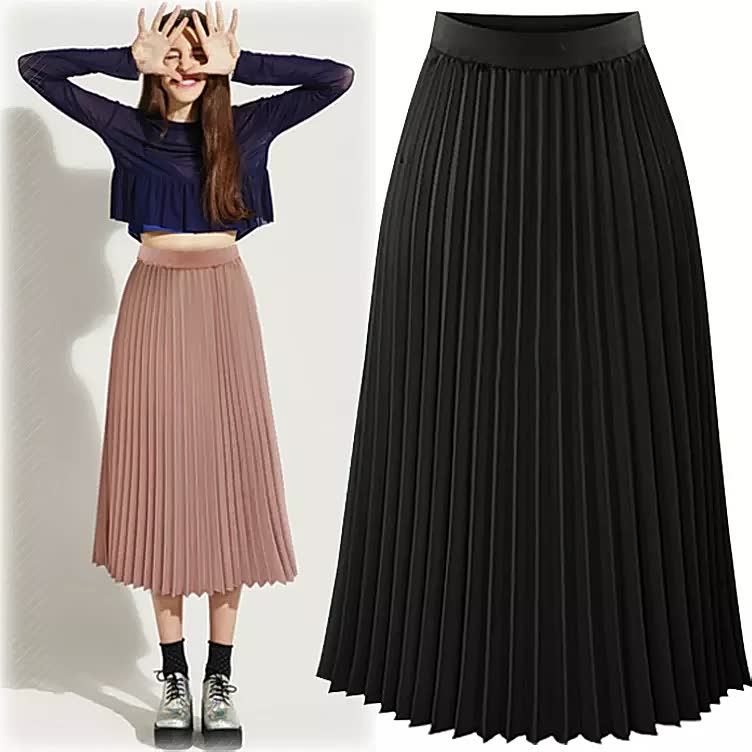 Stijlvolle zomerrok met hoge taille en plooien, geeft elke vrouw een elegante en moderne look.