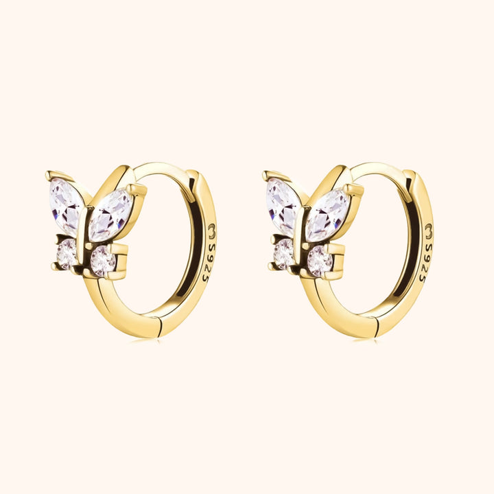 Dames vlinder oorbellen van sterling zilver, elegant ontworpen met schitterende kristallen. Luxueuze zilveren sieraden.