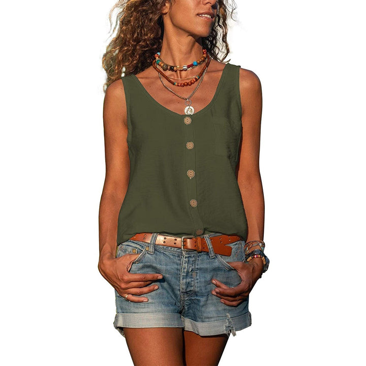 Chique mouwloze dames top, elegant met een vleugje Ibiza flair, een must-have voor dames mode.