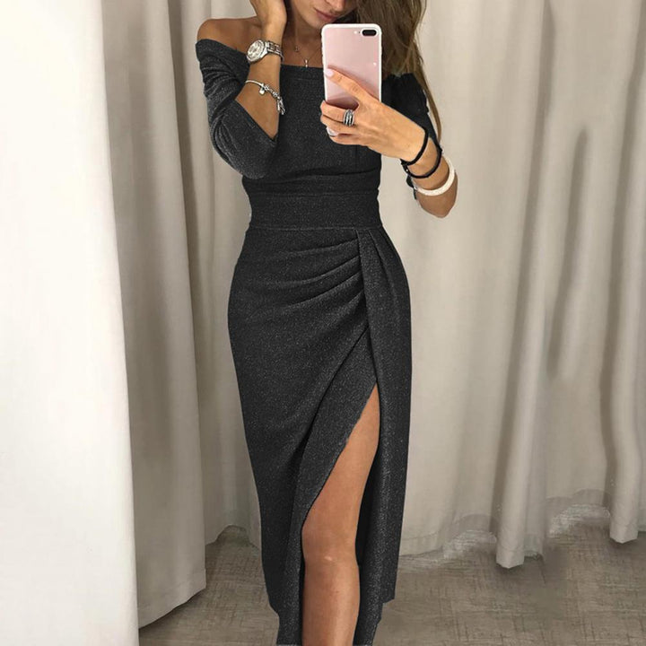 Comfortabele damesjurk van zachte stretchstof, ideaal voor een elegante look bij zowel feestelijke als casual momenten.